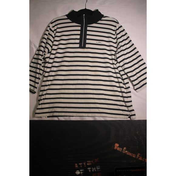 Lauren Ralph Lauren Active Striped 1/4 Zip Pullover 3X Black/White Nautical Styl - Picture 1 of 6